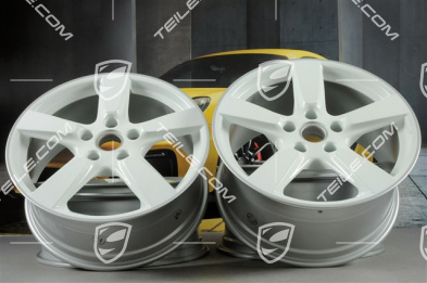 19-inch Cayman S wheel set, 8J x 19 x ET 57 + 9,5J x 19 x ET 45, rims spokes in white