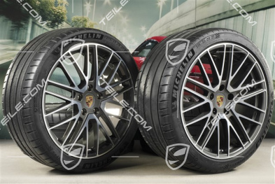 21" Turbo V Sommerräder Satz, Felgen 9,5J x 21 ET71 + 11,5J x 21 ET69 + NEUE Michelin Sommerreifen 275/35 R21 + 315/30 R21, mit RDK-Sensoren