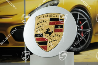 Hub cap, convex, crest coloured, Brilliant silver