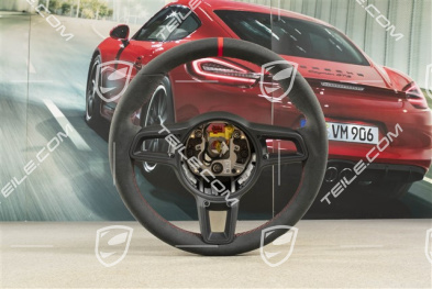 Kierownica sportowa GT, Alcantara, czarna/guards red, Czerwony pasek na godz. 12