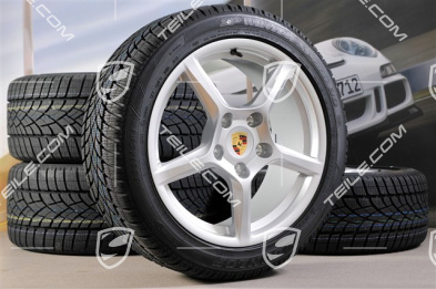 18" Boxster Winterräder Satz, 8J x 18 ET57 + 9J x 18 ET47 + Winterreifen Dunlop 235/45 R18 + 265/45 R18, ohne RDK-Sensoren
