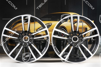21" Komplet felg Cayenne Turbo, 11J x 21 ET58 + 9,5J x 21 ET46, czarny wysoki połysk