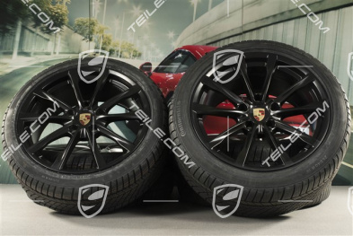 19-inch Boxster S winter wheels set, rims 8J x 19 ET57 + 10J x 19 ET45 + Continental WinterContact TS 830P winter tires 235/40 R19 +265/40 R19, black satin matt