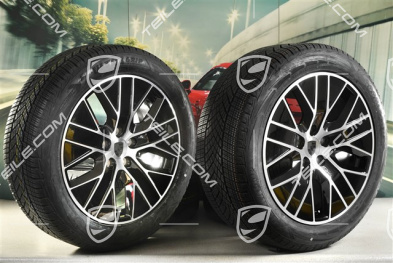 20" Macan S Winterräder Satz, Felgen 7,5J x 20 ET32 + 10J x 20 ET49 + NEUE Goodyear Winterreifen 235/55 R20 + 285/45 R20, in Schwarz Hochglanz