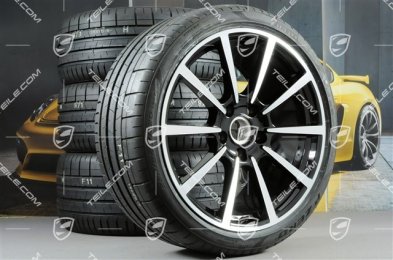 20-inch Carrera Classic summer wheels set, rims 8J x 20 ET57 + 10J x 20 ET45 + NEW Pirelli summer tires 235/35 ZR20 + 265/35 ZR20, with TPMS, black high gloss