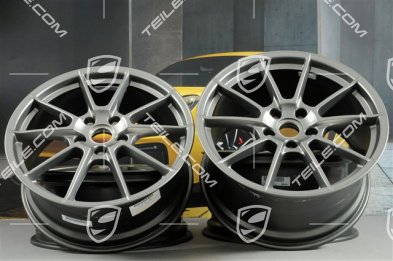 20" "Spyder" / "718 Sport" Felgen Satz, Felgen 8,5J x 20 ET57 + 10,5J x 20 ET47, Platinum Seidenmatt
