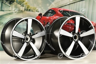 20+21-inch wheel rim set Turbo Exclusive Design, rims: front 9,5J x 20 ET44 + hinten 12J x 21 ET70 in black satin-mat