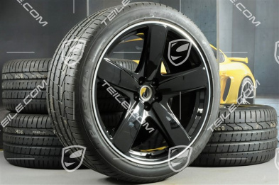 21-inch "Sport Classic" black (high gloss) summer wheels set, rims 9J x 21 ET26 + 10J x 21 ET19, Pirelli PZero summer tyres 265/40 R 21 + 295/35 R 21, with TPMS