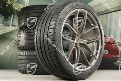 21" GT Design Sommerräder, Felgen 9,5J x 21 ET27 + 10J x 21 ET19 + Michelin Sommerreifen 265/40 R21 + 295/35 R21, platinum seidenmatt, mit RDK-Sensoren