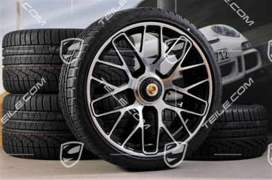 GT3 20" koła zimowe, komplet, "Turbo S" central. moc., 9J x 20 ET51 + 11J x 20 ET59 + opony zimowe Pirelli 245/35 R20+295/30 R20, czujniki RDK