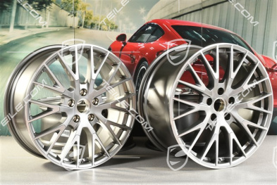 21-inch wheel rim set Panamera Exclusive Design, 9,5J x 21 ET71 + 11,5J x 21 ET69, Platinum Silver Metallic