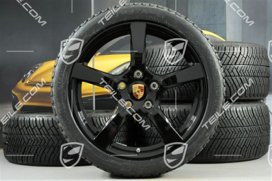 19" Cayman S Winterräder Satz, Felgen 8J x 19 ET57 + 10J x 19 ET45, Michelin Pilot Alpin 4 Winterreifen 235/40 R19 + 265/40 R19, schwarz hochglanz