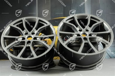 21" Komplet felg Cayenne ExclusiveDesign, 11J x 21 ET58 + 9,5J x 21 ET46, Platinum półmat satyna