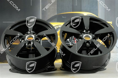 18" Komplet felg Cayman S, 8J x 18 x ET57 + 9J x 18 x ET43, czarny wysoki połysk