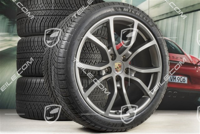 21-inch Cayenne COUPE Exclusive Design winter wheel set, rims 9,5J x 21 ET46 + 11,0J x 21 ET49 + NEW Michelin Pilot Alpin 5 winter tyres 275/40 R21 + 305/35 R21, with TPMS, Platinum satin-mat