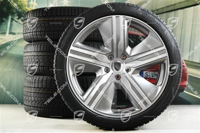 22" koła zimowe Macan Exclusive Design, felgi 9J x 22 ET29 + 11J x 22 ET47 + opony zimowe Continental 255/40 R22 + 295/35 R22, srebrna platyna