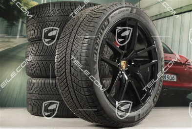 20" "Macan S" koła zimowe, komplet, felgi 9J x 20 ET26 + 10J x 20 ET19 + NOWE opony zimowe Michelin 265/45 R 20 + 295/40 R 20, czarny satynowy półmat, z czujnikami ciśnienia RDK