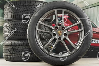 20-inch Cayenne COUPE Sport winter wheel set, rims 9J x 20 ET50 + 10,5J x 20 ET55 + NEW Pirelli winter tyres 275/45 R20 + 305/40 R20, with TPMS, Platinum satin matt