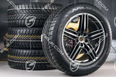 19" "Macan Design" Winterräder Satz, Felgen 8J x 19 ET21 + 9J x 19 ET21 + NEUE Dunlop Winterreifen 235/55 R 19 + 255/50 R 19, mit RDK-Sensoren, Platinum Seidenmatt