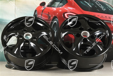 17" Komplet felg Carrera, 7J x 17 ET55 + 8,5J x 17 ET50, czarny wysoki połysk