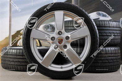 19-inch Cayman S summer wheel set, 8J x 19 ET57 + 9,5J x 19 ET45 + NEW summer tyres 235/40 ZR19 + 265/40 ZR19 + TPM