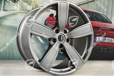 22" Komplet felg Cayenne Sport Classic, 10J x 22 ET48 + 11,5J x 22 ET61, Platinum półmat satyna