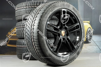 19" Panamera TURBO koła zimowe, komplet, felgi 9J x 19 ET 60 + 10J x 19 ET61 + NOWE opony Continental 255/45 R19+285/40 R19, czarny wysoki połysk, z czujnikami ciśnienia RDK