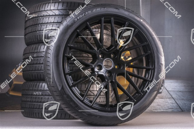 21" koła letnie Cayenne RS Spyder, komplet, felgi 9,5J x 21 ET46 + 11,0J x 21 ET58 + opony letnie Pirelli P Zero 285/40 R21 + 315/35 R21, z czujnikami ciśnienia, czarny wysoki połysk