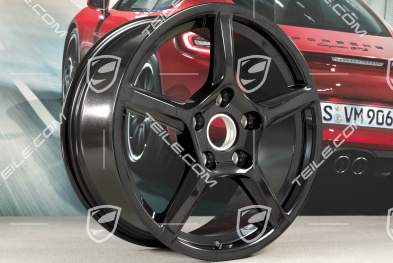 18-inch wheel rim set Boxster IV, 8J x 18 ET57 + 9,5J x 18 ET49, black high gloss