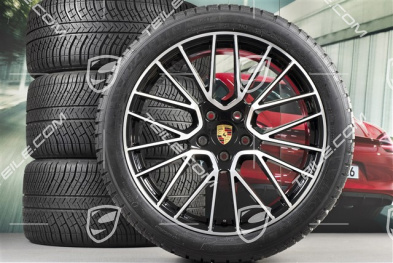 21" koła zimowe Cayenne COUPÉ RS Spyder, komplet, felgi 9,5J x 21 ET46 + 11,0J x 21 ET49 + opony zimowe Michelin Pilot Alpin 5 275/40 R21 + 305/35 R21, z czujnikami ciśnienia, czarny wysoki połysk