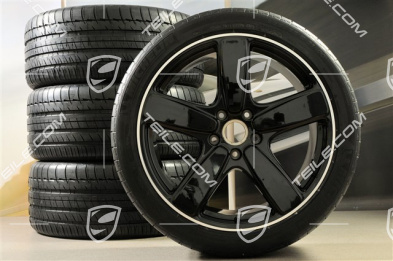21" Sport Classic Sommerräder Satz, Felgen 10J x 21 ET50 + Sommerreifen 295/35 R21, lackiert in Schwarz (hochglanz), mit RDK-Sensoren