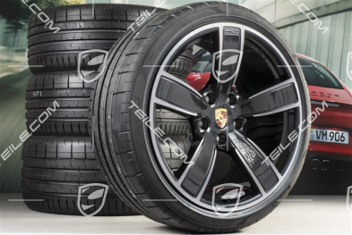 20" Carrera Sport koła letnie komplet, felgi 8,5J x 20 ET57 + 10,5J x 20 ET47 + NOWE opony letnie 235/35 ZR20 + 265/35 ZR20, z czujnikami ciśnienia, czarny wysoki połysk