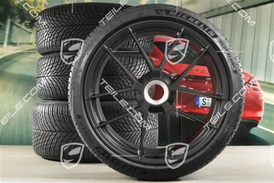 20"+21" Carrera GTS, koła zimowe, komplet, mocowane centralnie, felgi 8,5J x 20 ET50 + 11J x 21 ET82 + opony zimowe Michelin 245/35 R20 + 305/30 R21, z czujnikami ciśnienia, Anthracite Grey