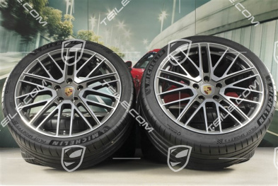 21" Turbo V Sommerräder Satz, Felgen 9,5J x 21 ET71 + 11,5J x 21 ET69 + NEUE Michelin Sommerreifen 275/35 R21 + 315/30 R21, mit RDK-Sensoren
