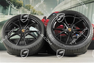 20" Carrera S summer wheels set, rims 8J x 20 ET57 + 10J x 20 ET45, GoodYear summer tires 235/35 ZR20 + 265/35 ZR20, black satin-matt, with TPMS