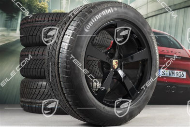 18-inch "Macan" Winter wheel set, rims 8J x 18 ET21 + 9J x 18 ET21, Continental ContiWinterContact winter tyres 235/60 ZR 18 + 255/55 ZR 18, with TPMS, black high gloss