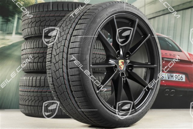 20"+21" koła zimowe Carrera S, komplet, felgi 8,5J x 20 ET53 + 11J x 21 ET66 + NOWE opony zimowe Continental 245/35 R20 + 295/30 R21, czarny satynowy mat