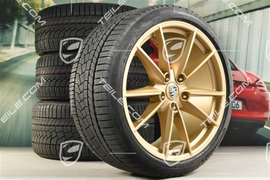 20"+21" koła zimowe Carrera S, komplet, felgi 8,5J x 20 ET53 + 11J x 21 ET66 + opony zimowe Continental 245/35 R20 + 295/30 R21, Aurum złoty satynowy mat
