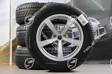 18" "Macan" koła zimowe komplet, felgi 8J x 18 ET21 + 9J x 18 ET21 + NOWE opony zimowe Continental 235/60 ZR 18 + 255/55 ZR 18, z czujnikami ciśninia