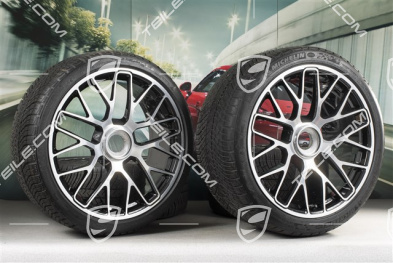 GT3 20" koła zimowe, komplet, "Turbo S" centralne mocowanie, 9J x 20 ET51 + 11J x 20 ET59 + NOWE opony zimowe Michelin 245/35 R20+295/30 R20, czujniki RDK