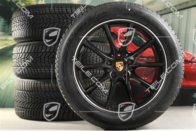 20-inch Cayenne Design winter wheel set, rims 9J x 20 ET50 + 10,5J x 20 ET64 + NEW Hankook winter tyres 255/55 R20 + 295/45 R20, with TPMS, black high gloss