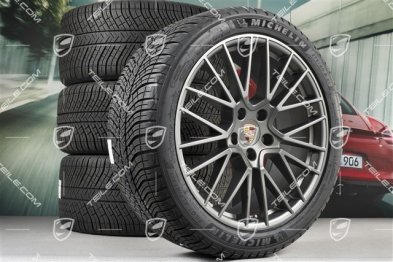 21-inch Cayenne COUPÉ RS Spyder winter wheel set, rims 9,5J x 21 ET46 + 11,0J x 21 ET49 + NEW Michelin winter tyres275/40 R21 + 305/35 R21, with TPMS, Platinum satin matt