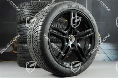 20" Winterräder Satz "Panamera Turbo", Felgen 9,5 J x 20 ET71 + 10,5 J x 20 ET71 + NEUE Michelin Pilot Alpin 4 Winterreifen 275/40 R20 + 315/35 R20, schwarz hochglanz