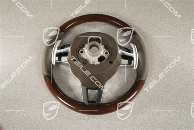 Kierownica multifunkcyjna, podgrzewanie, przyciski zmiany biegów, skóra, Saddle brown, Mahogany Yachting