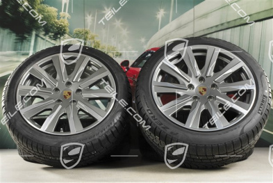 20" koła zimowe Taycan Tequipment Design, komplet, felgi 9J x 20 ET54 + 11J x 20 ET60 + NOWE opony zimowe Pirelli 245/45 R20 + 285/40 R20