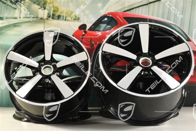 20+21" Felgensatz Turbo Exclusive Design, Felgen: vorne 9,5J x 20 ET44 + hinten 12J x 21 ET70, Schwarz Hochglanz
