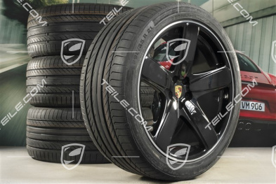 21-inch "Sport Classic" black (high gloss) summer wheels set, rims 9J x 21 ET26 + 10J x 21 ET19 + NEW Continental summer tyres 265/40 R 21 + 295/35 R 21, with TPMS