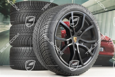 21" koła zimowe Cayenne COUPE Exclusive Design, komplet, felgi 9,5J x 21 ET46 + 11,0J x 21 ET49 + NOWE opony zimowe Michelin Pilot Alpin 5 275/40 R21 + 305/35 R21, z czujnikami ciśnienia, czarny satynowy półmat