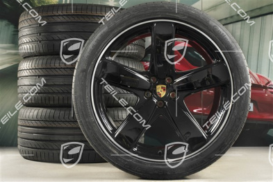 21-inch "Sport Classic" black (high gloss) summer wheels set, rims 9J x 21 ET26 + 10J x 21 ET19 + NEW Continental summer tyres 265/40 R 21 + 295/35 R 21, with TPMS