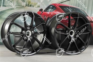 20" komplet felg 718 Cayman GT4, felgi 8,5J x 20 ET61 + 11J x 20 ET50, czarny satynowy półmat